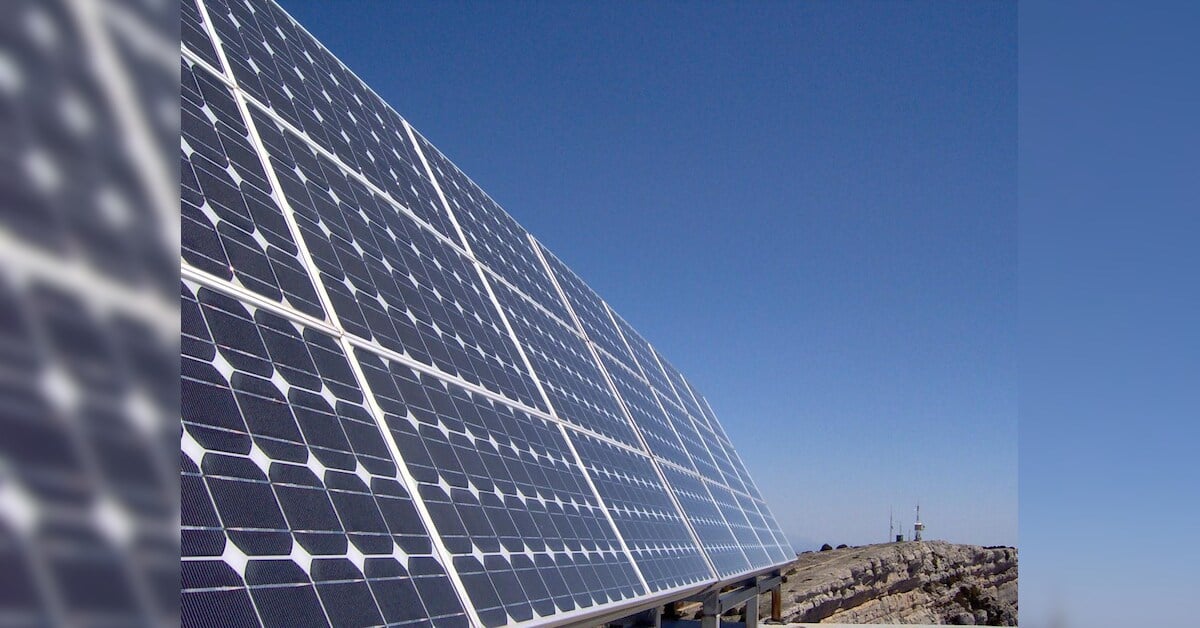 Business Standard article image showing a row of solar panels stretching into the distance