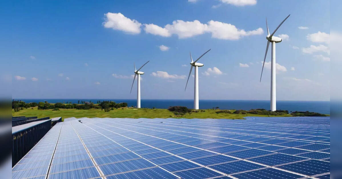 ET EnergyWorld article image showing wind turbines beside a solar farm